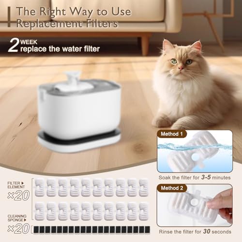 SORON 20 Packs Filter Replacement Compatible with PETLIBRO Cat Water Fountain PLWF005/PLWF105/PLWF115/PLWF106/PLWF116/PLWF305, Upgrade Replacement Filters Fit Pet libro Water Fountain, Easy to Install - Image 4