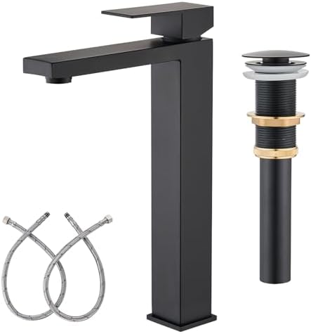 AVSIILE Matte Black Vessel Sink Faucet, 1 Hole Single Handle Tall Faucets by AVSIILE