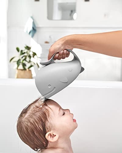 Skip Hop Baby Bath Rinse Cup, Moby Tear-Free Waterfall Rinser, Grey & Baby Bath Spout Cover, Universal Fit, Moby, Grey - Image 3