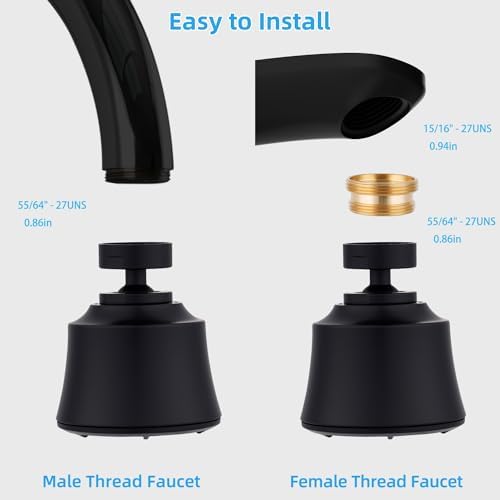 Kitchen Sink Faucet Head 4 Modes, 360° Swivel Faucet Aerator Adapter, Black - Image 5