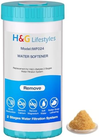 H&G Lifestyles Whole House Water Softener Filter Cartridge Replacement, Calcium Inhibitor Water Filter, Anti-Scale Filter, Fits Any Standard 10" x 4.5" Water Filter System by HGLifestyles