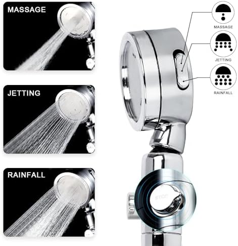 Chrome Tub Spout with Diverter slip fit 1/2 inch Copper Tube, High Pressure filtered Handheld Shower with 3 Spray Modes On/Off Switch, 59 inch hose, Bracket, No Drill Required Install - Image 6