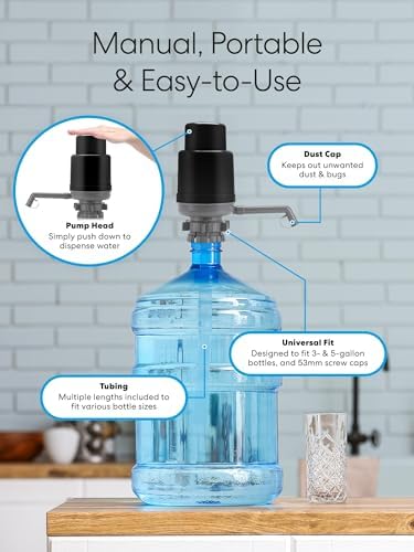 Brio Universal Water Bottle Pump | Manual Water Pump 1-5 Gallon Water Jug Dispenser for Camping Picnics and More! | 48mm & 55mm - (Multiple Color Options) - Image 6