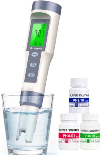 PH Meter, 3-in-1 Ph, TDS & Temperature Tester Digital Water Meter with 3 Buffer Solution, ± 0.1 pH Accurate PH Meter Tester for Drinking Water, Aquariums, Hydroponics, Pool and More by PmoYoKoWaterQualityExperts