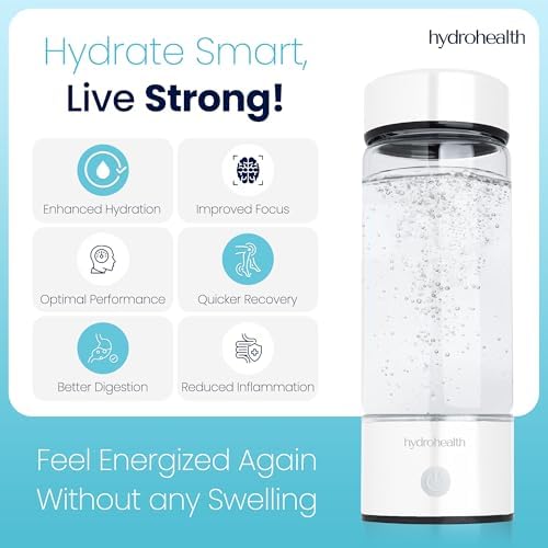 Hydrohealth Hydrogen Water Bottle for kidney health | 1600PPB SPE/PEM Tech - Image 2