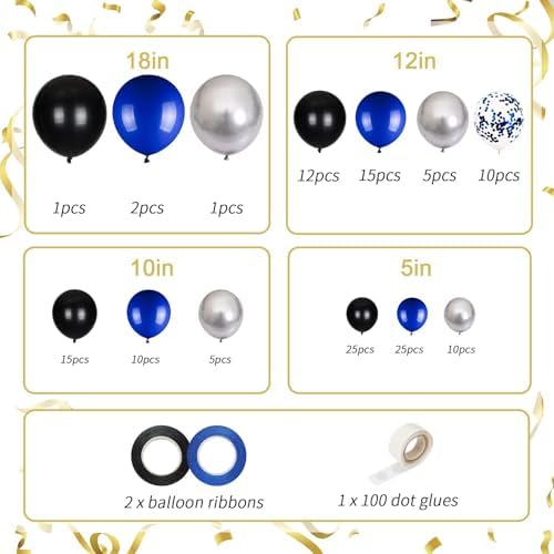 136pcs Royal Blue Black Balloon Garland Kit - 18/12/10/5 Inch Balloons - Image 2