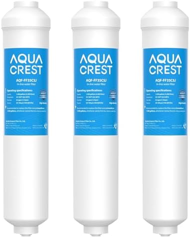 AQUA CREST FF35C5J Inline Water Filter Replacement, NSF/ANSI 42 Certified by AQUACREST