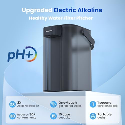 Waterdrop ED01AB Alkaline Electric Water Filter Pitcher, 15-Cup, Blue - Image 2