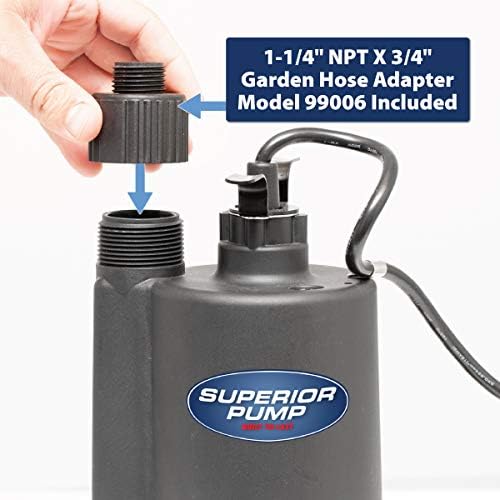 Superior Pump 91330 2400GPH Thermoplastic Submersible Utility Pump with 10-Foot Cord, 1/3 HP - Image 6