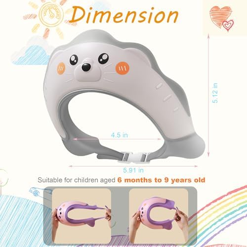 Baby Shower Cap, Baby Shower Cap Shield, Shower Cap for Kids, Visor Hat for Eye and Ear Protection for 0-9 Years Old Children, Cute Sea Lion shape Makes the Baby Bath More Fun (White) - Image 6