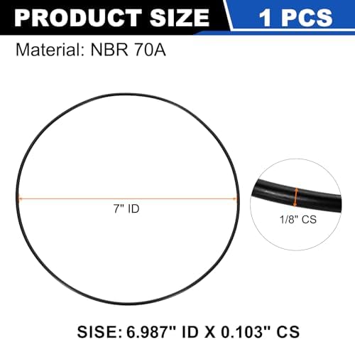 uxcell 1Pcs AS-167 NBR 70A O-Rings 7" ID x 3/32" CS/6.987" ID x 0.103" CS - Image 2