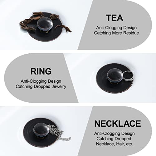 Universal Bathroom Sink Stopper - Bounce Wash Basin Drain Filter, Stainless Steel Pop Up Drain Stopper, 1.25" Bullet Core Sink Stopper, Sink Drain Plug with Anti-Clogging Strainer, Oil Rubbed Bronze - Image 4