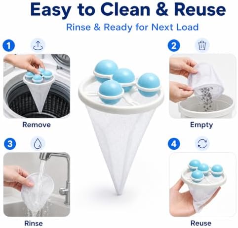 Washing Machine Hair Filter Mesh Bags, Floating Washing Machine Filter Bags, Reusable Lint Catcher for Washing Machine, Washing Machine Lint Catcher for Laundry - Image 4