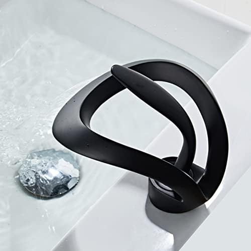 Black Bathroom Sink Faucet Waterfall Round Single Handle One Hole - Image 4