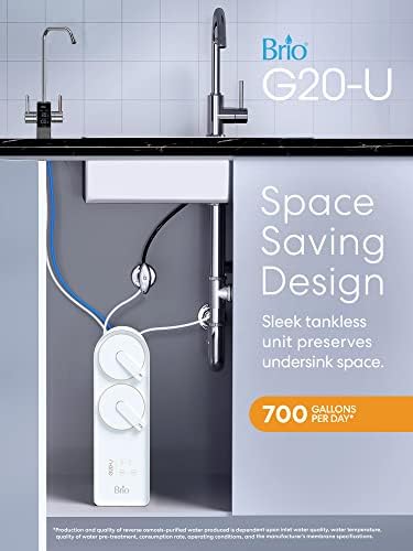 Brio Reverse Osmosis Water Filtration System, 700 GPD, 2:1 Pure to Drain, Tank-Less, Under Sink Faucet Mount - Image 2