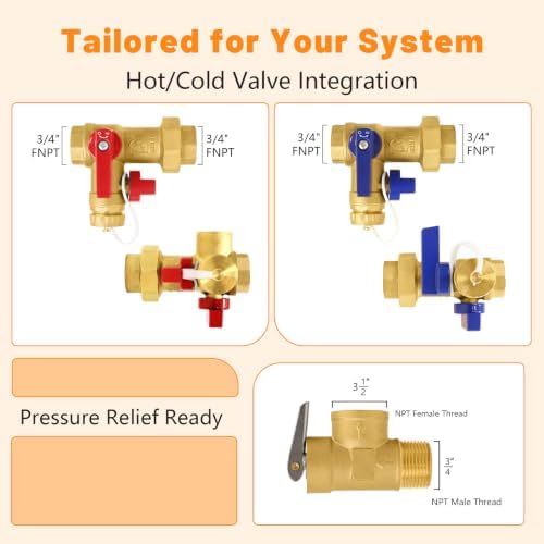 1PC HeSun 3/4" FIP Tankless Water Heater Service Valve Kit(TOOL028-1) - Image 2