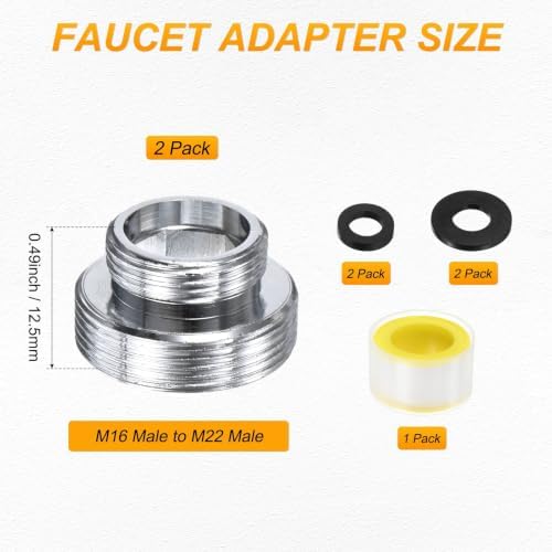 M METERXITY 2-Pack Faucet Adapter, M16 Male to M22 Male, for Kitchen - Image 3