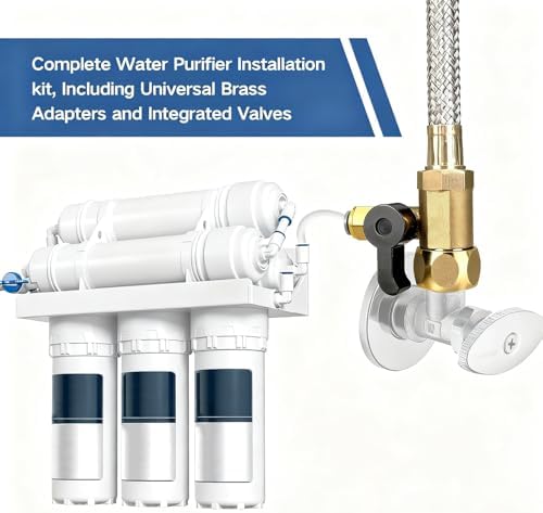Refrigerator Water Line Kit, Ice Maker Fridge Quick Installation Kit with 32.8' Feet Tubing For Drinking Water Appliance Water Line, Solid Brass Stop Tee And Valve, 1/4" Fittings - Image 2