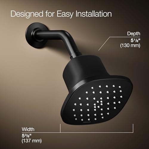 KOHLER 37722-G-BL Cinq Square Single-Function Filtered Showerhead, Five-Layer Filtration, 1.75 GPM, Contemporary Design, Easy to Clean, Matte Black - Image 3