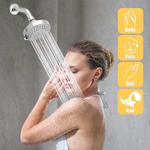 AISOSO High Pressure Rain Shower Head 2PCS 5 Modes 4.1 Inch Chrome Silver - Image 7