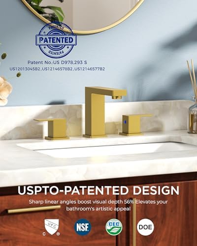FORIOUS Brushed Gold Bathroom Faucet 3 Hole, 8" Vanity Gold Faucet Bathroom - Image 2