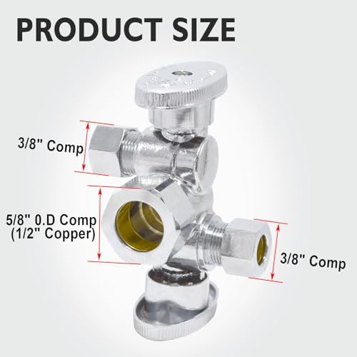 TTFLEX Dual Shut Off Valve 1/2" NOM x 3/8" COMP x 3/8" COMP, Quarter Turn - Image 2