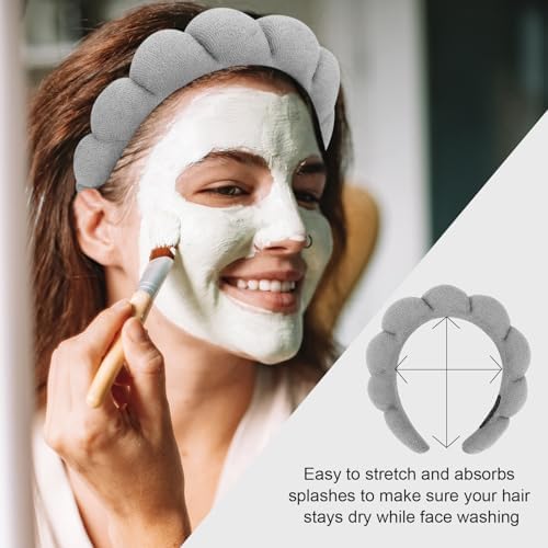 3 Pack Terry Cloth Spa Headbands - Skincare Makeup Headbands With Puffy Hair Band for Face Washing and Skincare Routine - Image 3