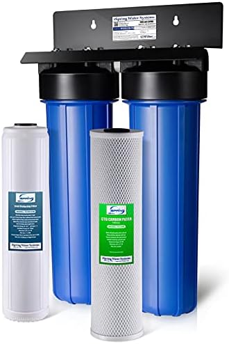 iSpring Lead-Reducing Whole House Water Filter System, Also Targets Chlorine, Taste, and Odor, 2-Stage Commercial-Grade 20" x 4.5" Industry Standard-Sized Filters, 1" Inlet/Outlet, Model: WGB22B-PB by iSpring