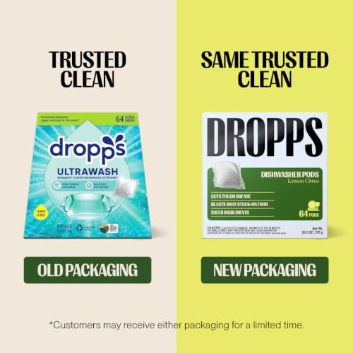 Dropps UltraWash Dishwasher Detergent Pods, Lemon Citrus (64 Ct) - Cuts Grease & Stuck-On Food | Sparkling Dishes & Glasses | Residue-Free | Clean Ingredients | No Pre-Rinse | Plastic Free Packaging - Image 5
