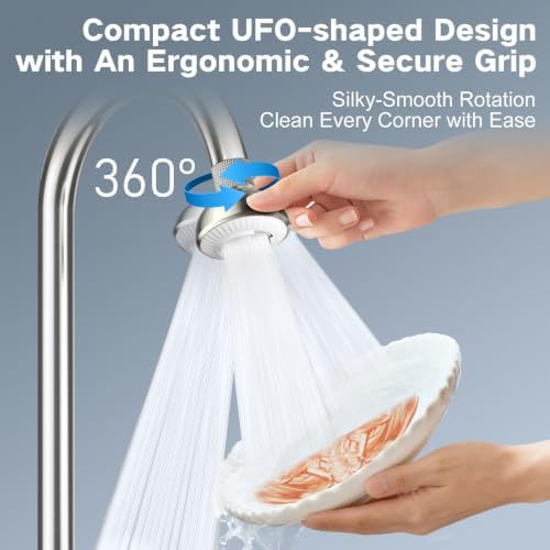 Kitchen Faucet Sprayer Attachment, Anti-Splash 3-Mode Swivel Faucet Extender with Wide Spray Area, 360° Rotating Faucet Aerator, Faucet Head Replacement for Kitchen (Brushed Nickel) - Image 6