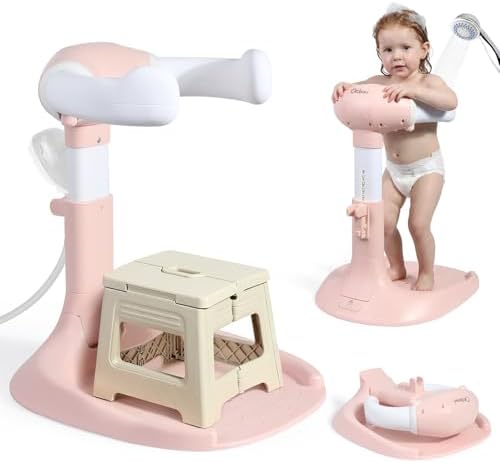 Orzbow Collapsible Baby Shower Stand with Chair, Adjustable Height, Pink by Orzbow-MakeParentingEasier