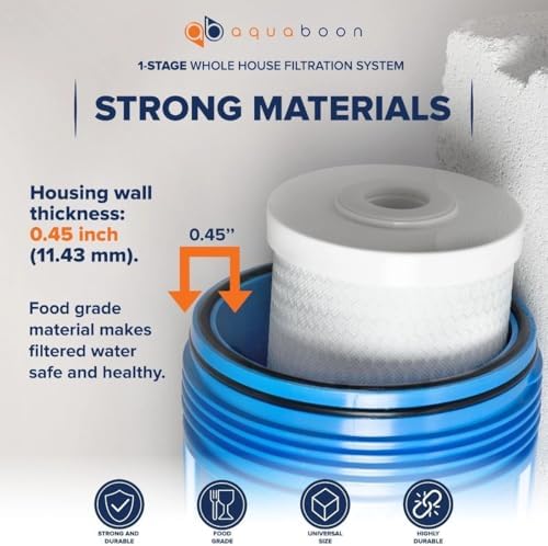 Aquaboon Whole House Water Filter System for Well Water with 5 Micron 20x4.5 Carbon Block Chlorine Reduction Cartrige | NSF Certified, Pressure Gauges & Releas, Wrench, Bracket 1" NPT - Image 5