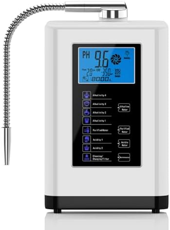 Alkaline Water Ionizer Machine, Water Machine PH 4-10.5 for Alkaline & Acidic Water, 5 Titanium Plates, Up to -500mV ORP, 8,000L Filter, 7 Water Settings, Auto-Cleaning, Intelligent Voice by Bringcomforttoeveryone