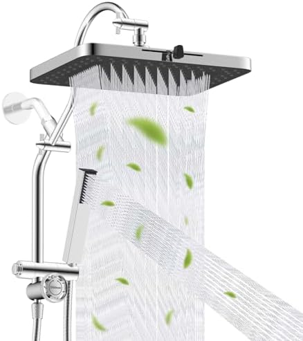Hibbent 5-Mode 13" Rain Shower head, 4-Spray Metal Handheld Shower, Chrome by Hibbent