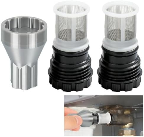 3-in-1 Filter Removal Tool & 2 Inlet Filters Kit Compatible with Rinnai Water Heaters, Works with Power Drivers, Wrenches or Hand Grip for Easy Maintenance by Brolena
