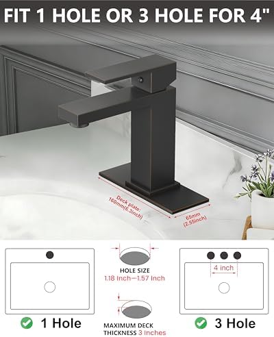 Midanya Bathroom Faucets 1 Hole Single Handle,Oil Rubbed Bronze - Image 3