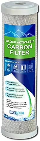 Block Activated Carbon Coconut Shell Water Filter Cartridge 5 Micron for RO & Standard 10” Housing WELL-MATCHED with WFPFC8002, WFPFC9001, WHCF-WHWC, WHEF-WHWC, FXWTC, SCWH-5 by Ronaqua