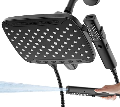 JDO High Pressure Rain Shower Head with Handheld Spray Matte Black by JDO