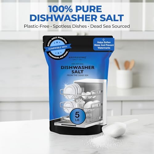 Aromasong Dishwasher Salt 10 LB - 100% Natural Water Softening Agent Compatible with Bosch, Miele, Whirlpool, Thermador and Mor... For Cleaner Dishes & Washer Reactivation (packaging may vary) - Image 2