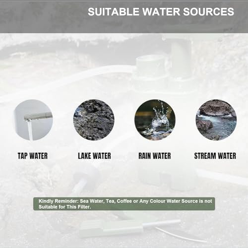 【Outdoor Water Filter Multipurpose for Survival】- Portable Hiking Water Filtration System - Water Purifier for Hiking, Travel, and Emergency - Hand Pump Water Filter - Image 4