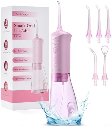 TOVENDOR Water Dental Flosser, Rechargeable Dental Oral Irrigator, 5 Tips by Tovendor
