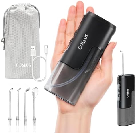 COSLUS T40 Mini Water Flosser for Travel, Portable Compact Design, Balck by COSLUS