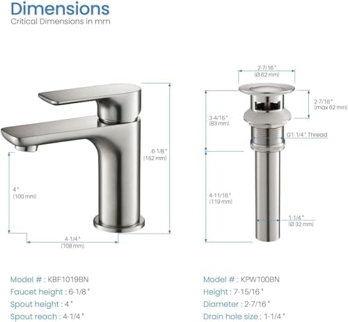 KIBI Tender Brushed Nickel Bathroom Sink Faucet with Pop-Up Drain | Single Handle Solid Brass High Arc Spout | Smooth Water Flow and Corrosion-Resistant (Brushed Nickel W/Pop Up Drain) - Image 4