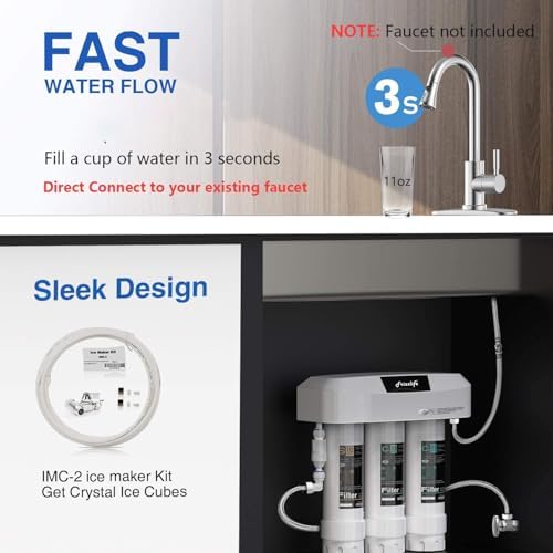 Frizzlife Under Sink Water Filter System, NSF/ANSI 53&42&372 Certified, 8 Layer 0.5 Micron Water Filtration Reduce Chloramine, PFOA/PFOS, Lead, Chlorine, Bad Taste & Odor, Under Counter, SK99-NEW - Image 4