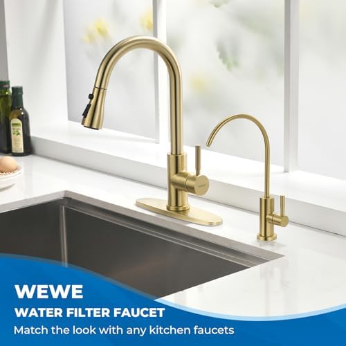 WEWE Drinking Water Faucet for RO System, Non-Air Gap, Brushed Gold - Image 2
