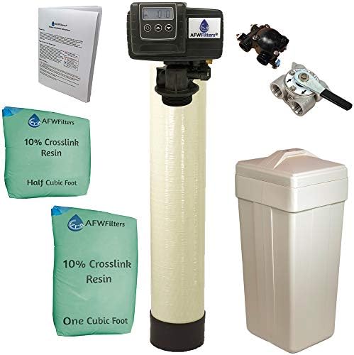 AFWFilters 1.5 Cubic Foot (48k) Whole Home Water Softener with Durable 10% Crosslink Resin, 3/4" Stainless Steel FNPT Connection, and Almond Tanks by Abundant+Flow+Water+Systems