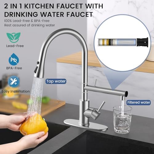FEELSO Replacement Filters for Feelso Filtered Kitchen Faucet with Pull Down Sprayer (2 Pack), Reduces PFAS, PFOA/PFOS, Lead, Chlorine, Bad Taste & Odor, NSF/ANSI 42 Certified, 50 Gallons - Image 6