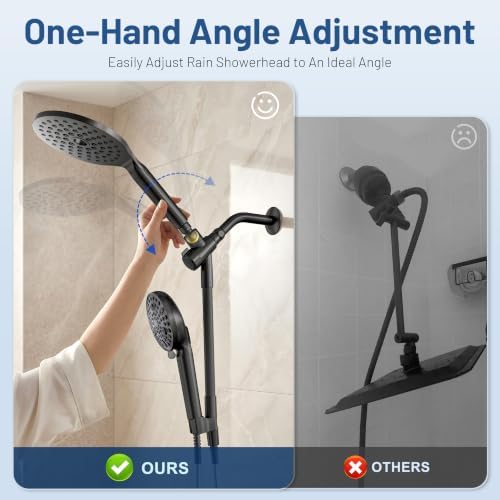 MakeFit Dual Filtered Rain Shower Head Combo, High Pressure Handheld Shower Head with Adjustable Bar - Rainfall Shower Head And Showerhead with Filter for Hard Water - Removes Chlorine - Image 3