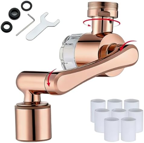 1080° Swivel Brass Faucet Extender, 2-Mode Filter, 20/22/24mm Adapters (Rose gold) by Unknown