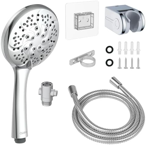 RV Shower Head with 60“ Stainless Steel Hose, High Pressure Camper Shower Head with Water Pause Switch, 7 Mode, Easy Install, Chrome-Upgrade for Campers & Trailers by Awelife